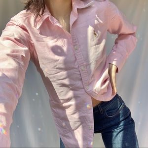 like new ralph lauren sport pink button up